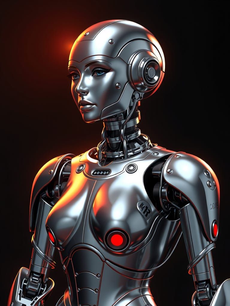 Cyberpunk Robot Goddess in Art Deco Style