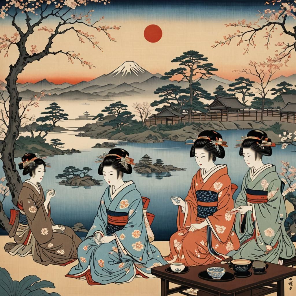 tea beneath the setting sun