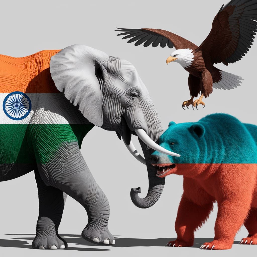 Elephant vs Bear Flag Fight: Digital Concept Art