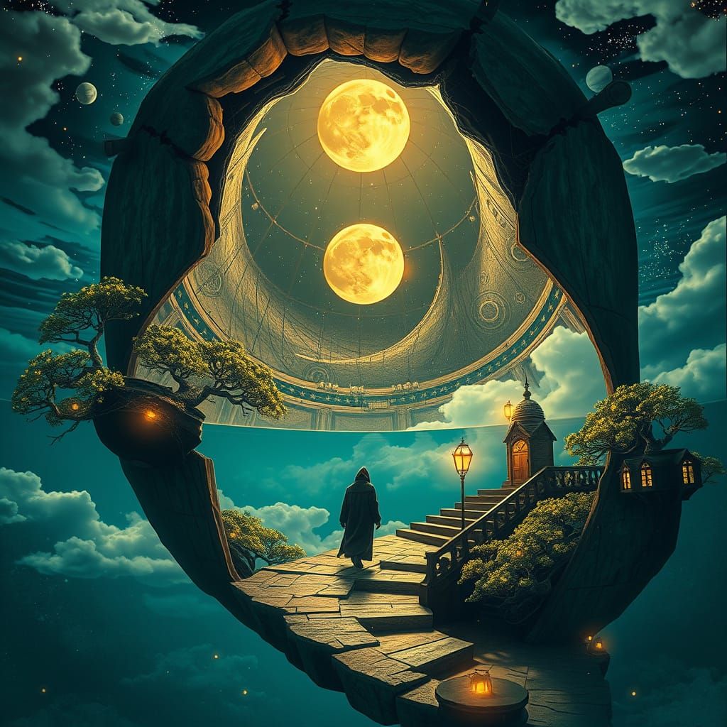 Surreal Dreamcore Observatory with Floating River