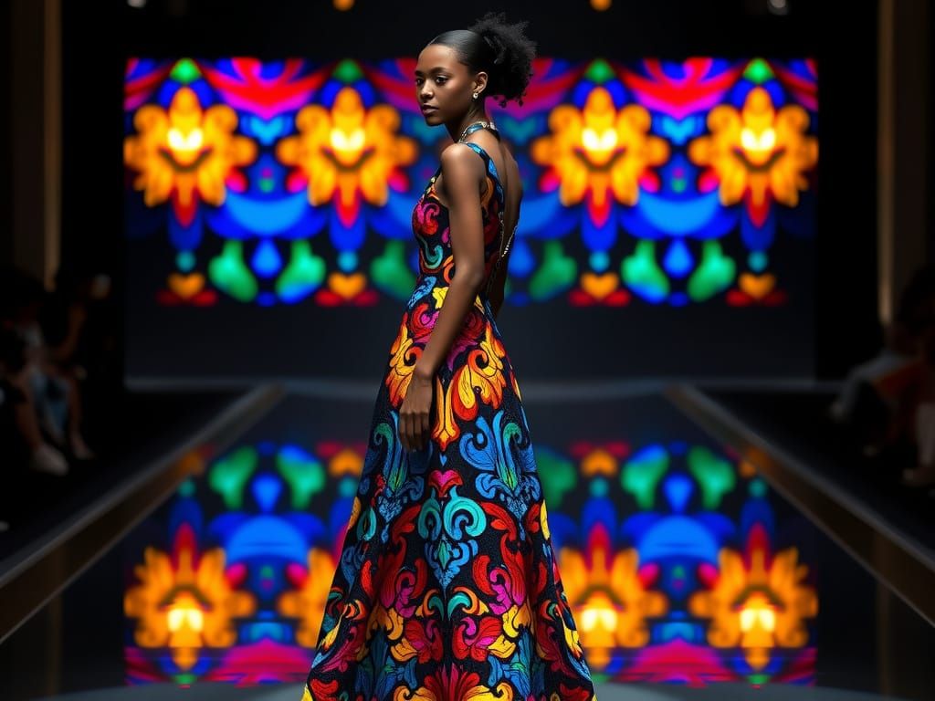Elegant Stained Glass Gown in Vibrant Hues