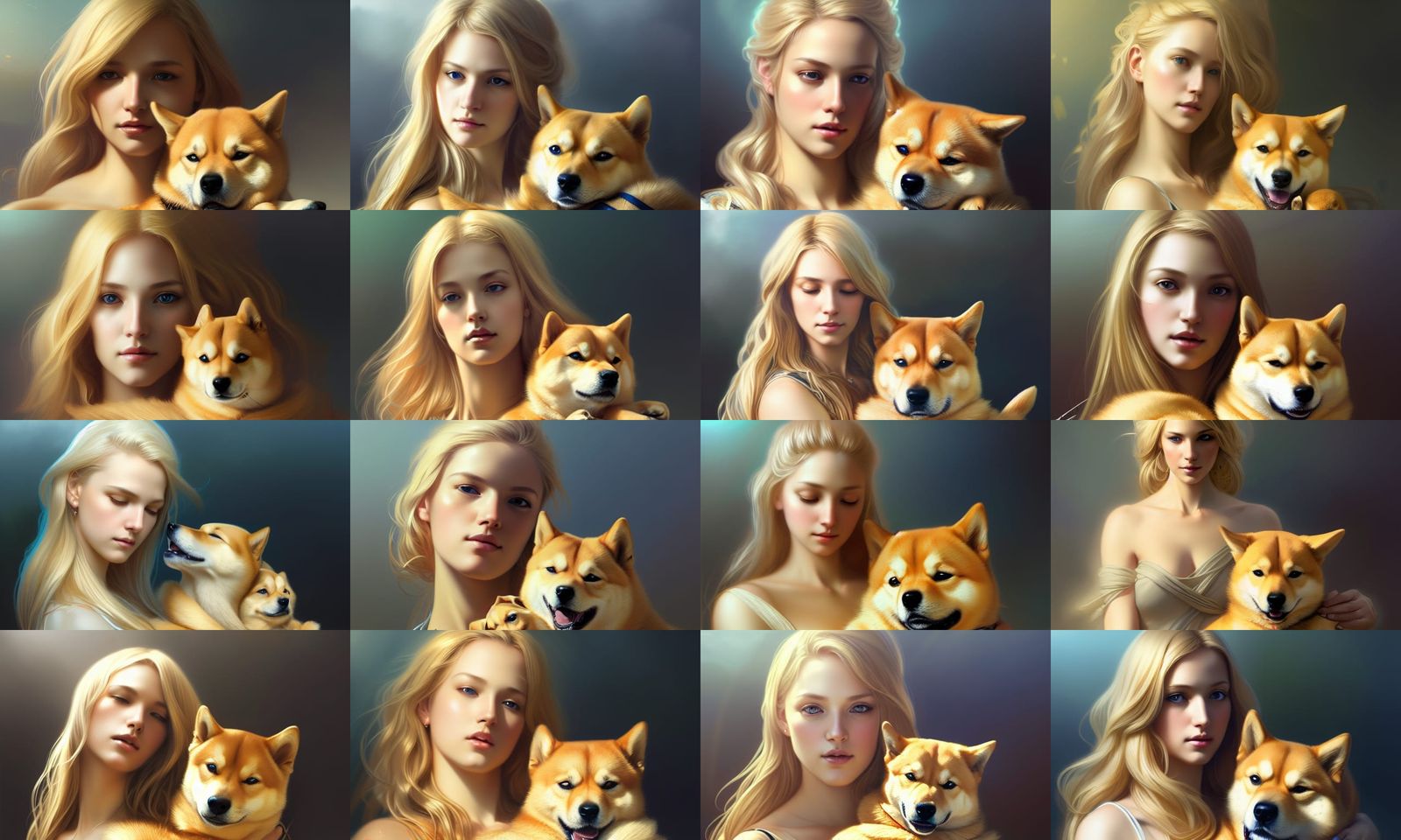 Goddess Portrait with Shiba Inu Puppy