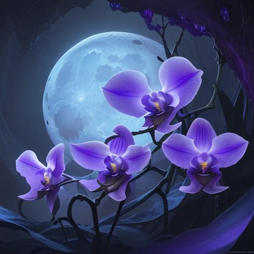 Blue Moon Lunar Orchid Matte Painting