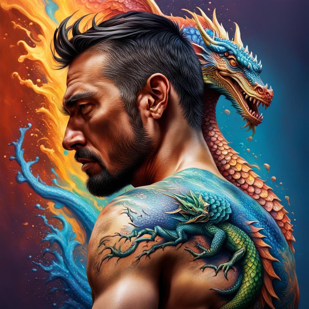 Hyperrealistic Dragon Rider: Detailed Splash Art