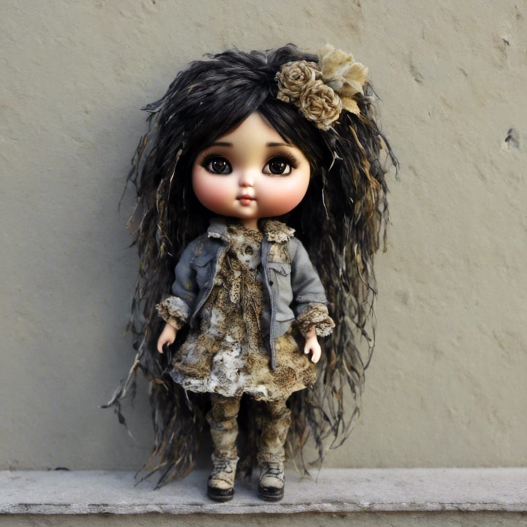 Cute Porcelain Doll Puppet in Graffiti Art Style