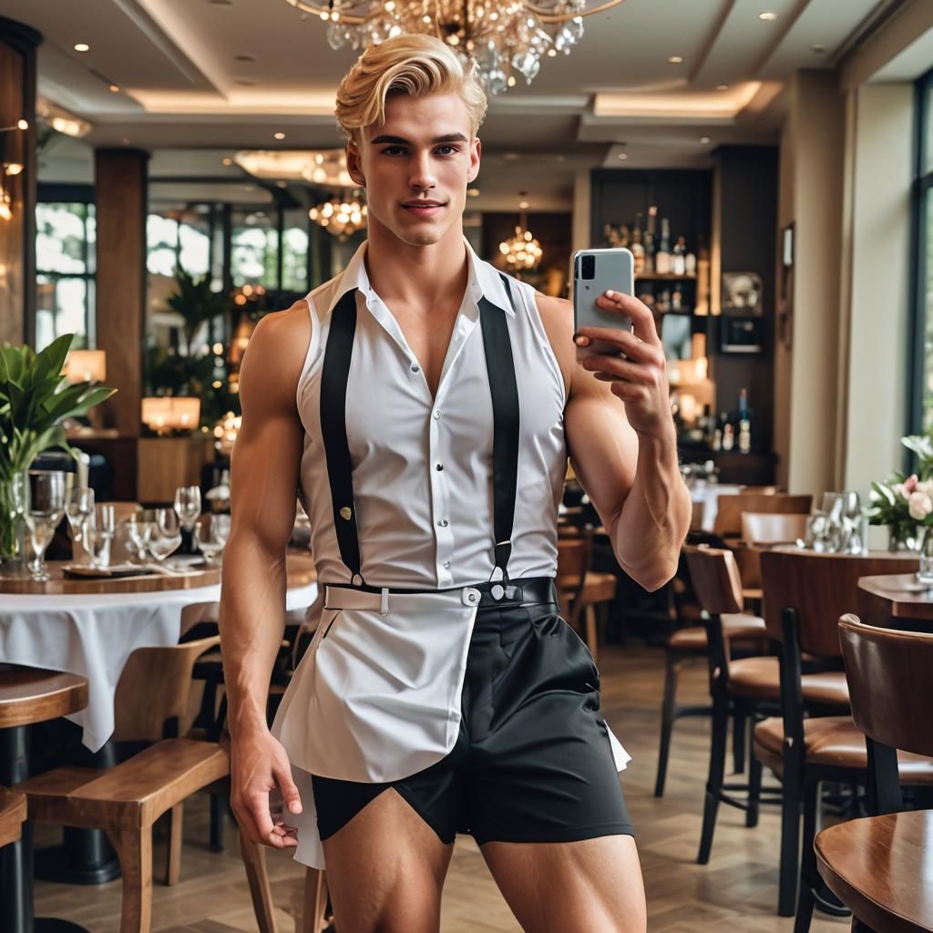 Male Model in French Maid Outfit, Newton Style