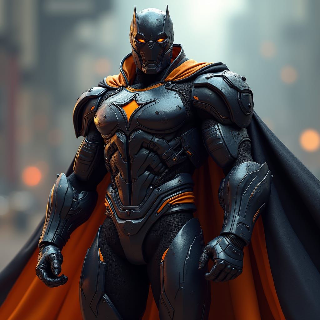 Powerful Superhero in Futuristic Armor