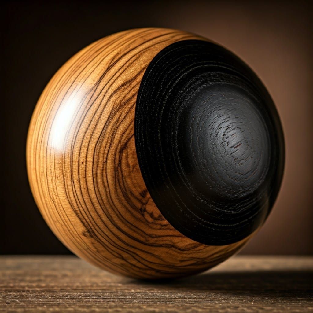 Yin Yang Sphere Crafted from Exotic Woods
