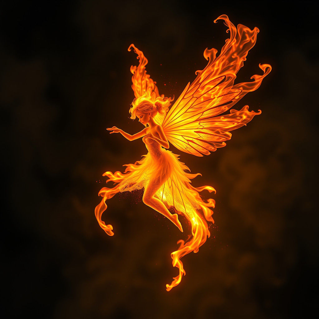 Ethereal Fire Fairy with Blazing Wings