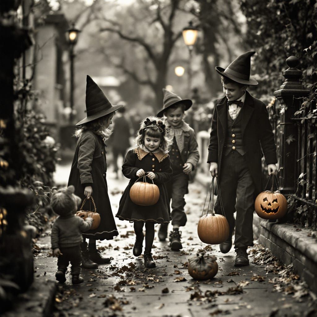 1950s Children Trick or Treating: Retro Halloween