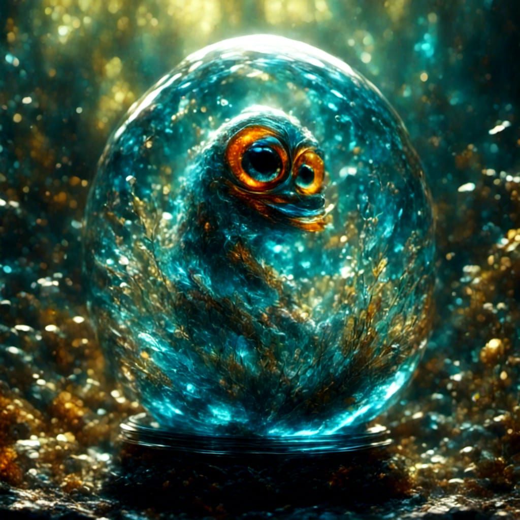 Surreal Fantastical Creature in a Glass Orb