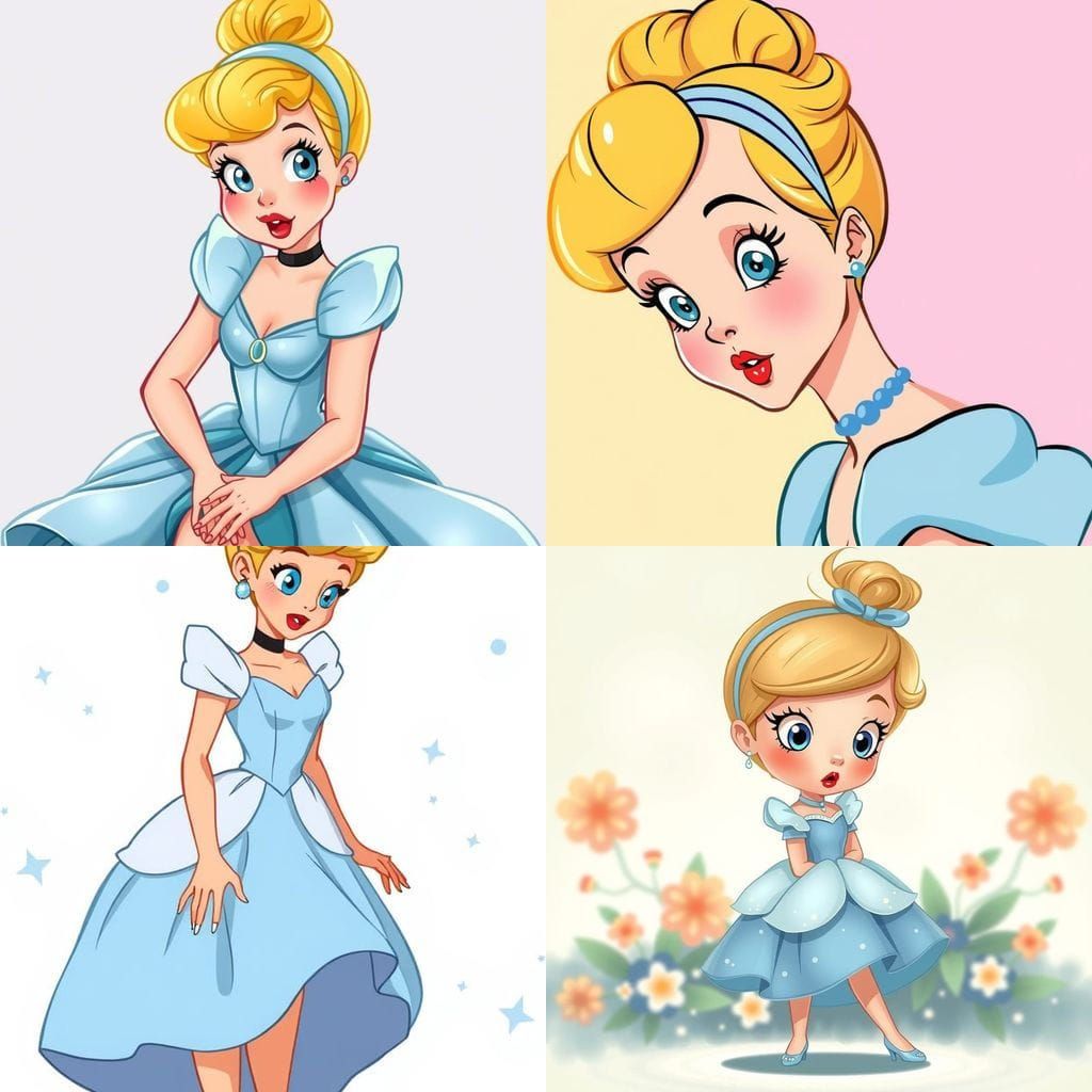 Cinderella Pin-Up Portrait with Cartoon Eyes