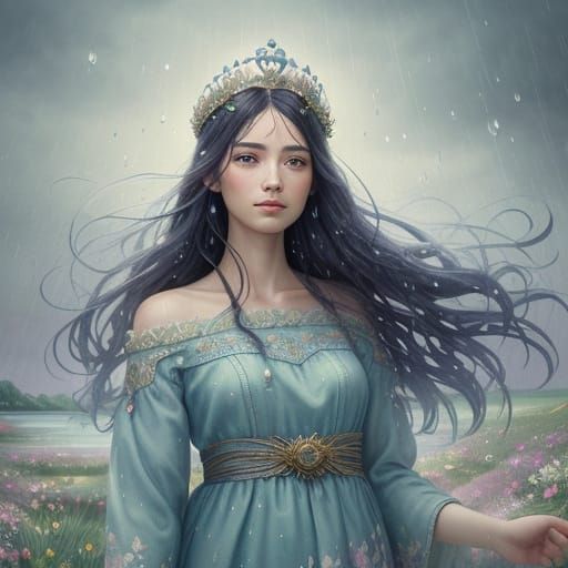 Goddess of the Lakes in Watercolor Style