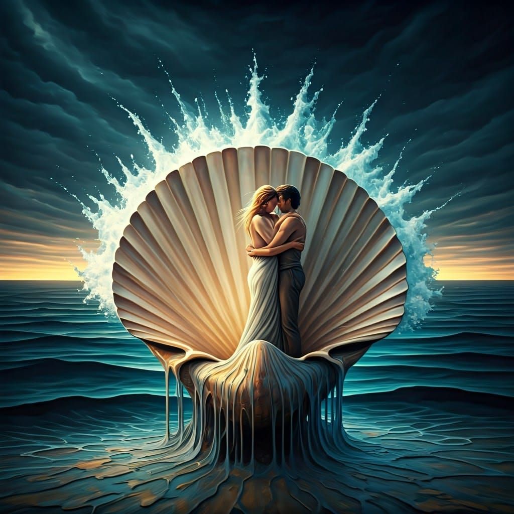 Tender Lovers Emerge from Shell in Turbulent Stormy Vortex w...