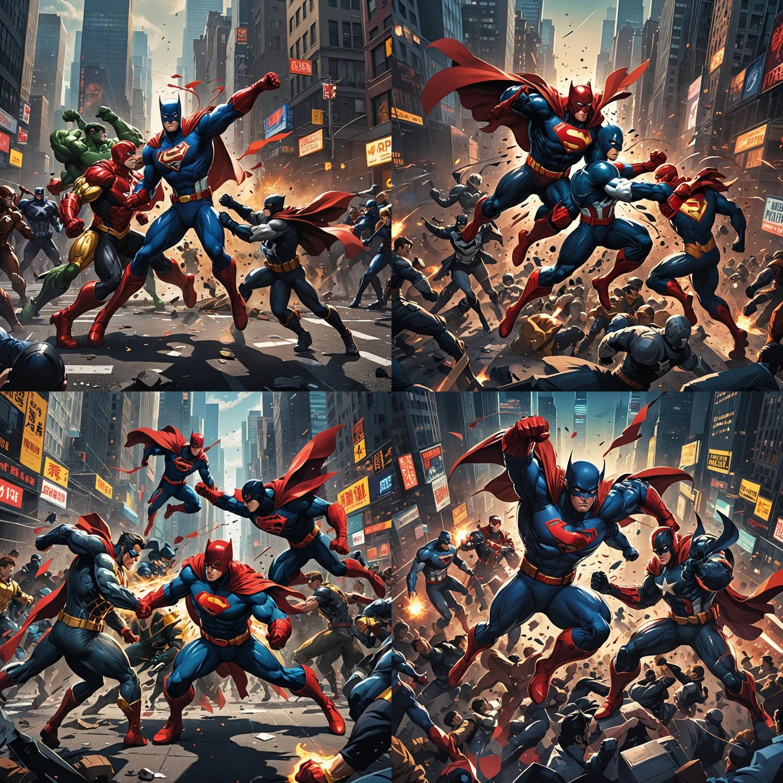 Epic Superhero Battle in New York: Anime Style