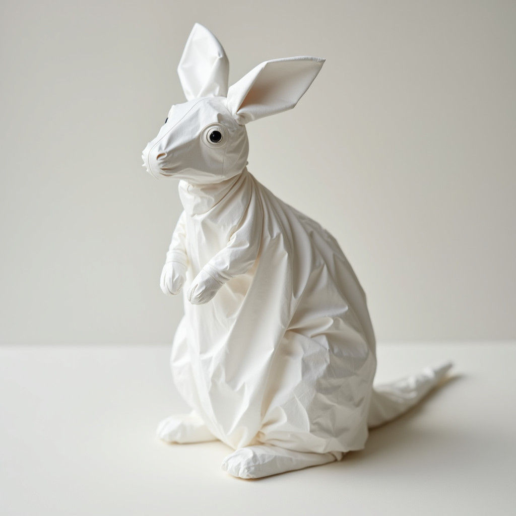 Crumpled Tissue Art: Kangaroo Sculpture