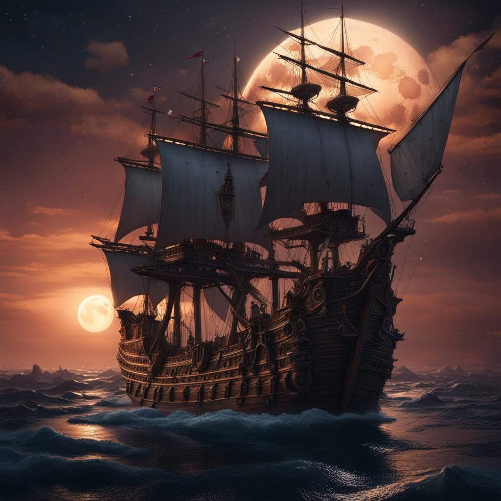 Galleon Sailing off Flat Earth Edge