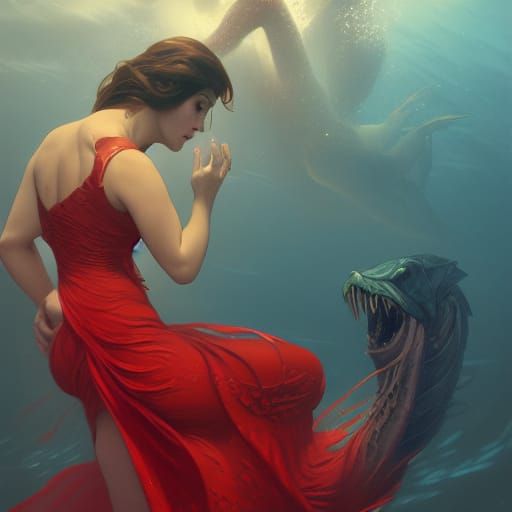 Surreal Ocean Monster Portrait in 8K Resolution