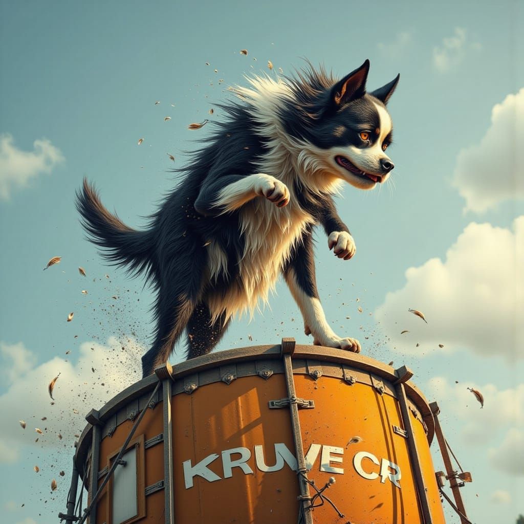 Gigantic Boston Terrier Reigns Over a Water Tower in Vibrant...