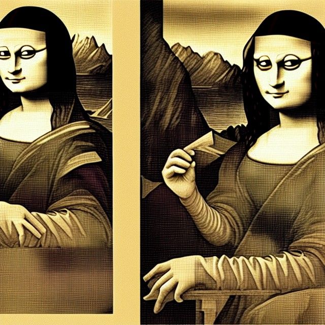 Rubik's Cube Mona Lisa in Manga Collage