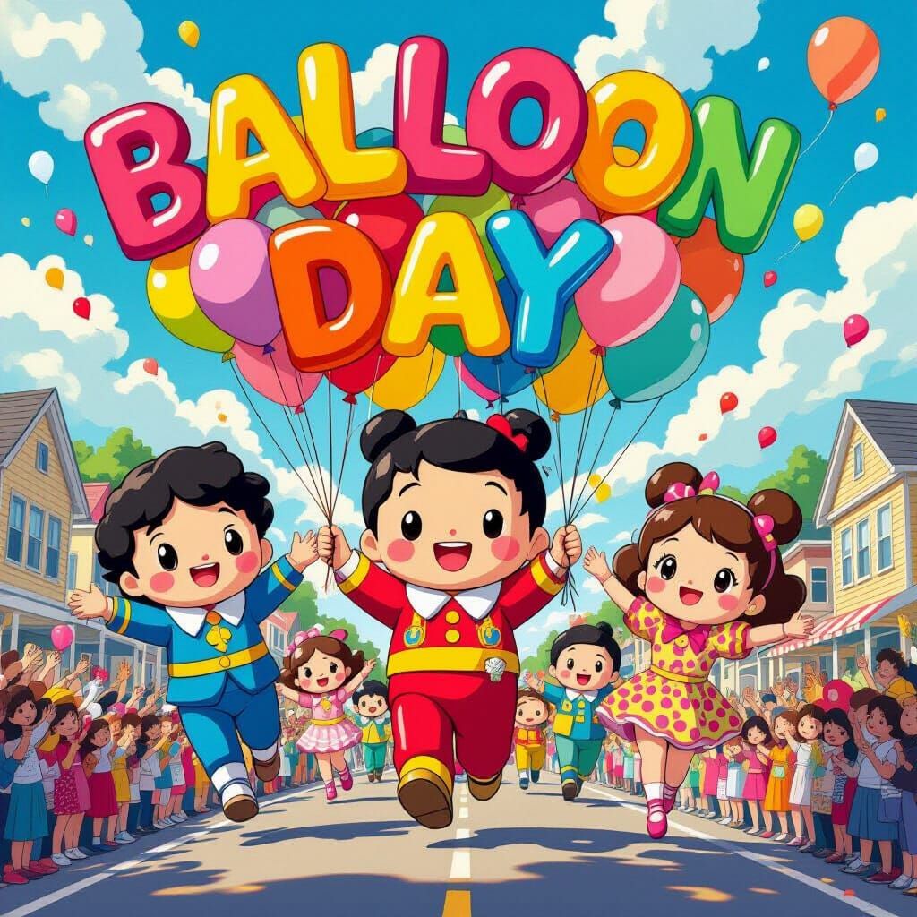 Vibrant Balloon Day Parade with Whimsical Characters
