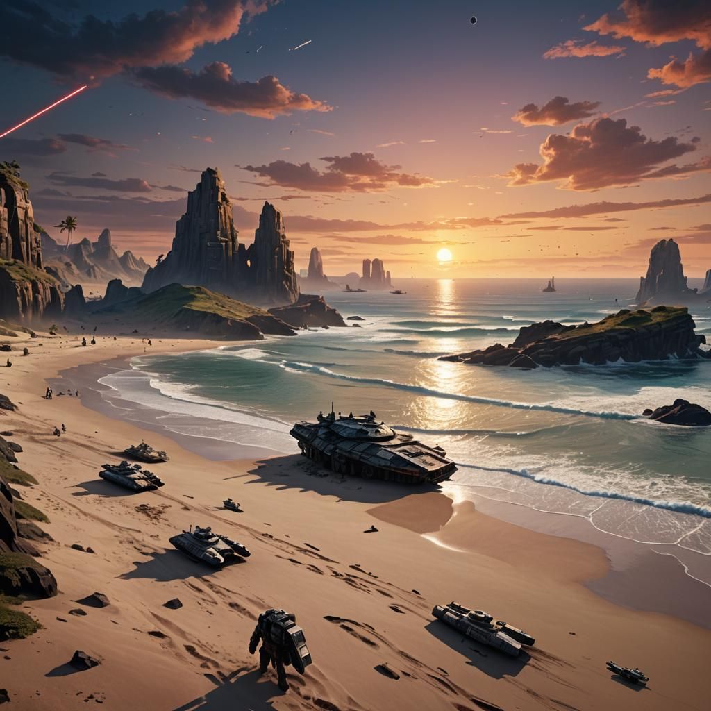 Star Wars Battlefield at Sunset: Detailed Matte Painting