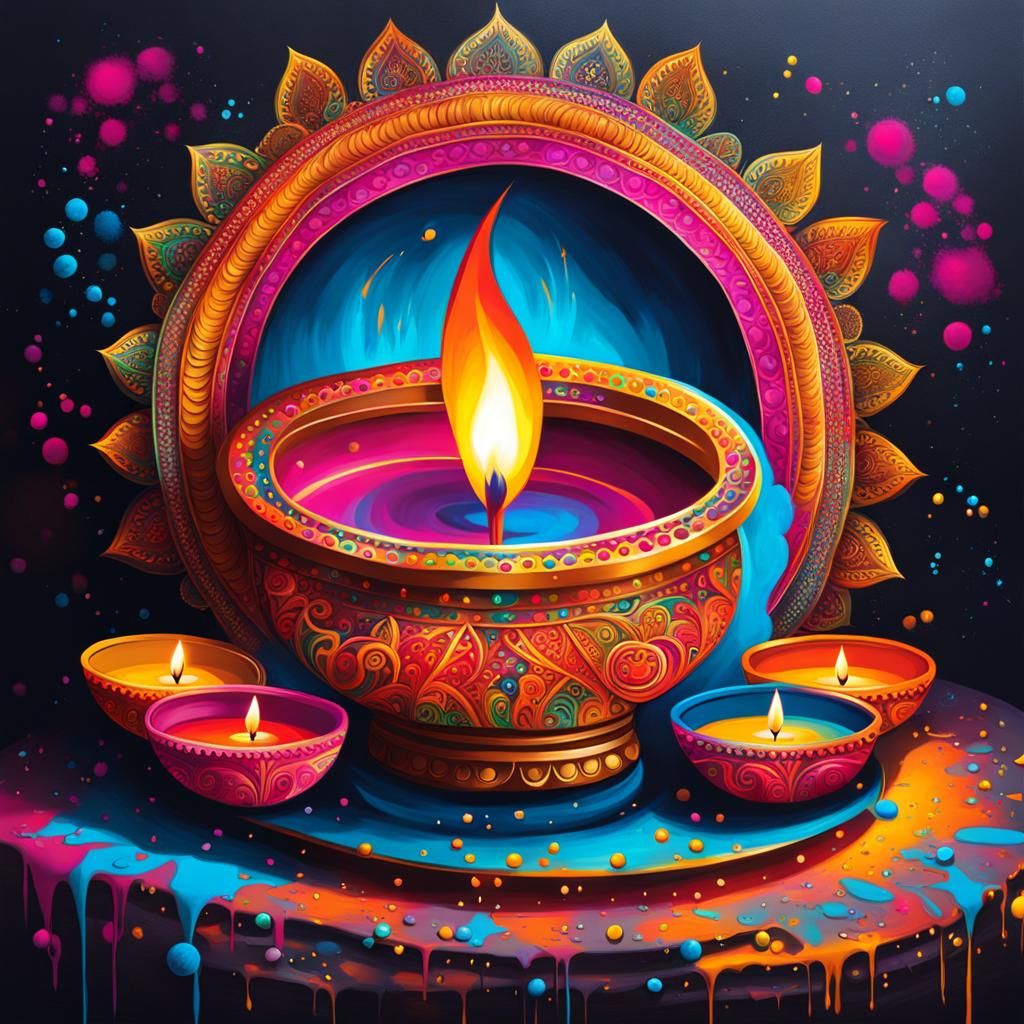 Happy Diwali Graffiti Art in Street Style