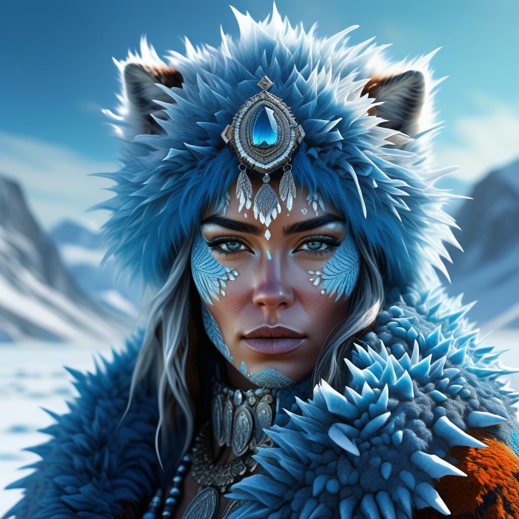Icy Woman Portrait in High Fantasy Style