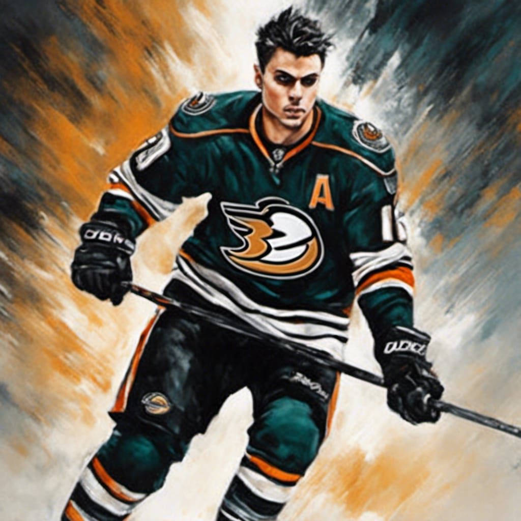 Hyperrealistic Hockey Player Portrait, Anaheim Ducks