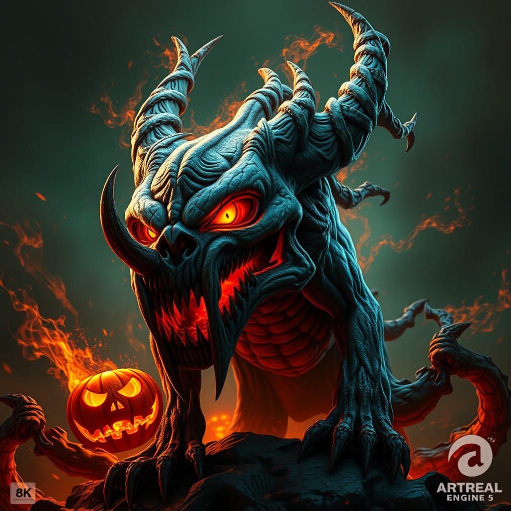 Fantastical Hellhound Illuminated in Autumn Colors