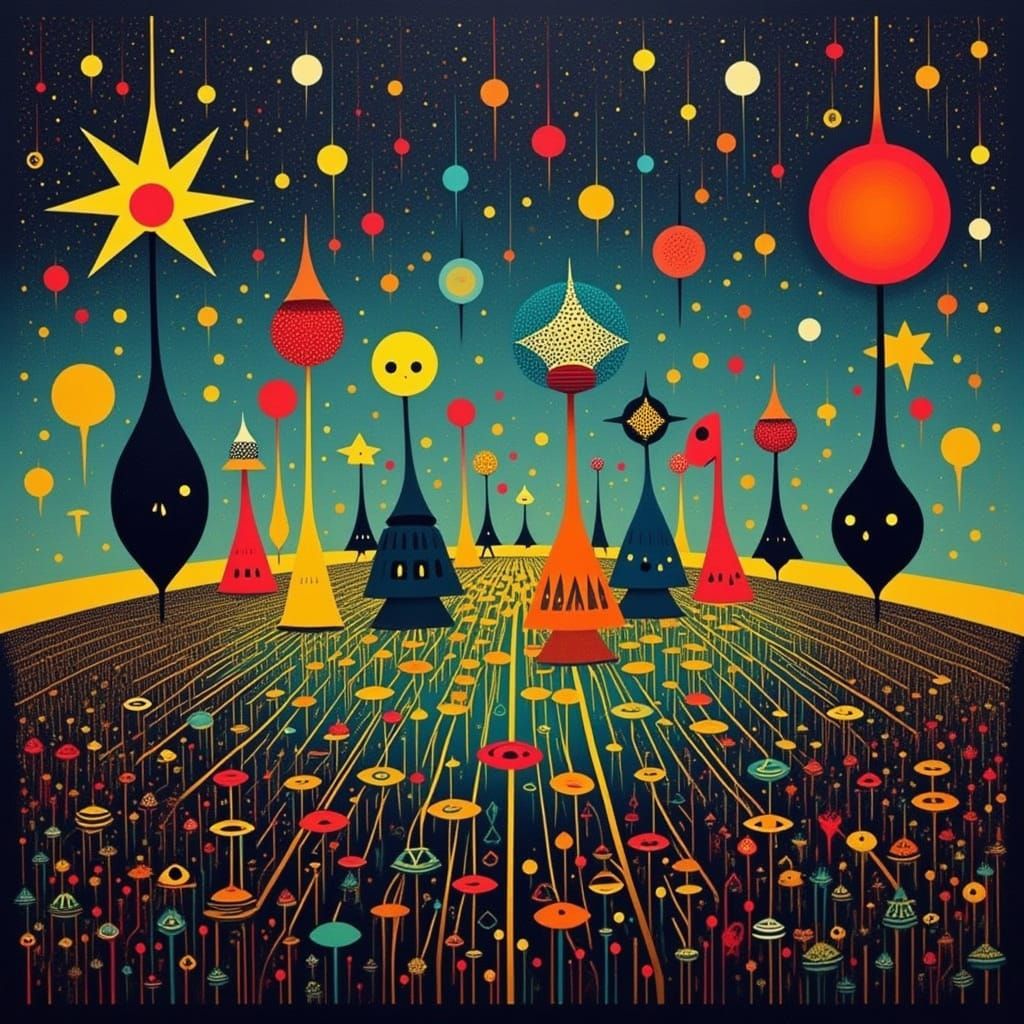 Pinwheels in Gothic Sky with Alien Barcodes