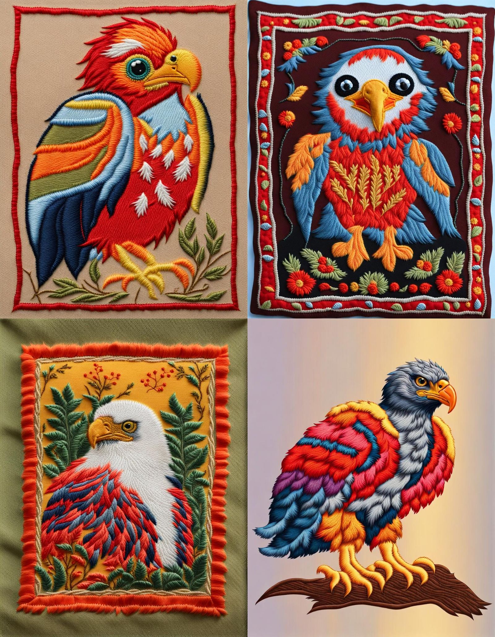 Cute Eaglet Embroidered in Imperial Colors