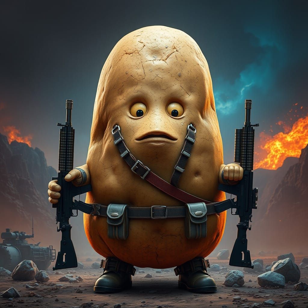 Futuristic Idaho Russet Hero in Tactical Gear