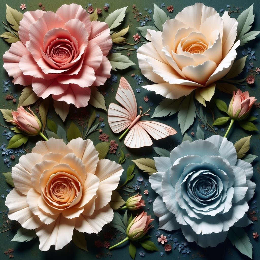 Delicate Paper Roses in Dreamy Anime Style