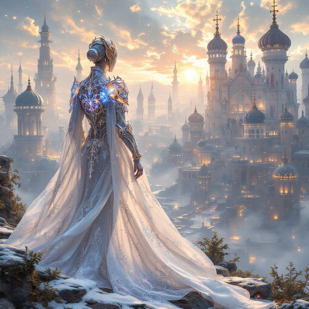 Ethereal Guardian Watches Over Enchanted Fantasy Realm