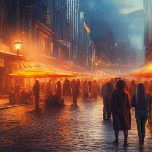 Cozy Night Cafe Scene in Detailed Realism