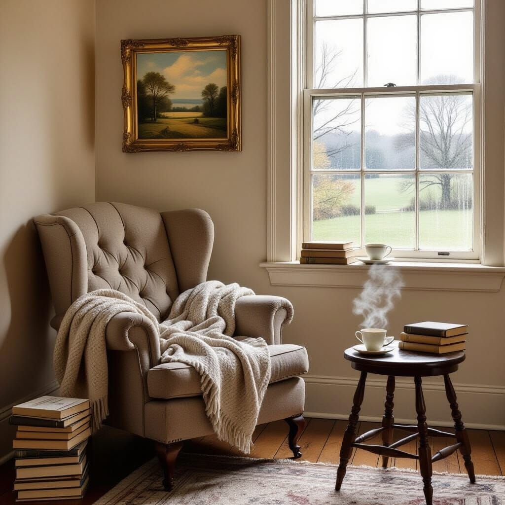 Cozy Armchair in Vintage Living Room