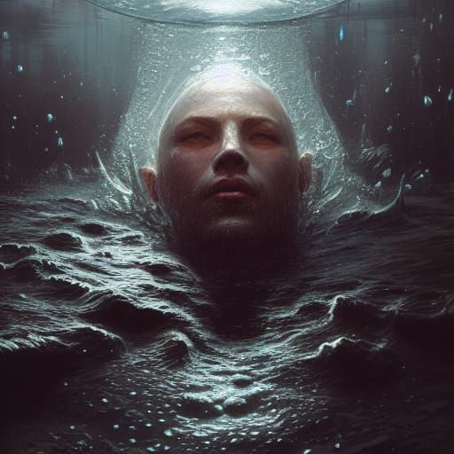 Human Head Emerge, Hyperdetailed Concept Art