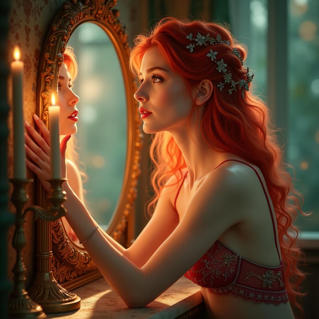 Aphrodite at Her Vanity in High-Fantasy Style