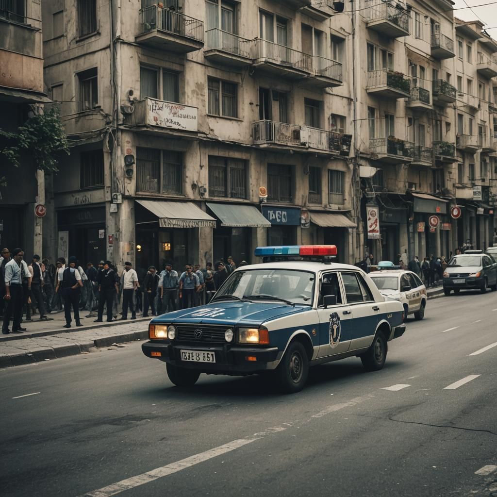Dramatic Turkish Police Car in Cinematic Style