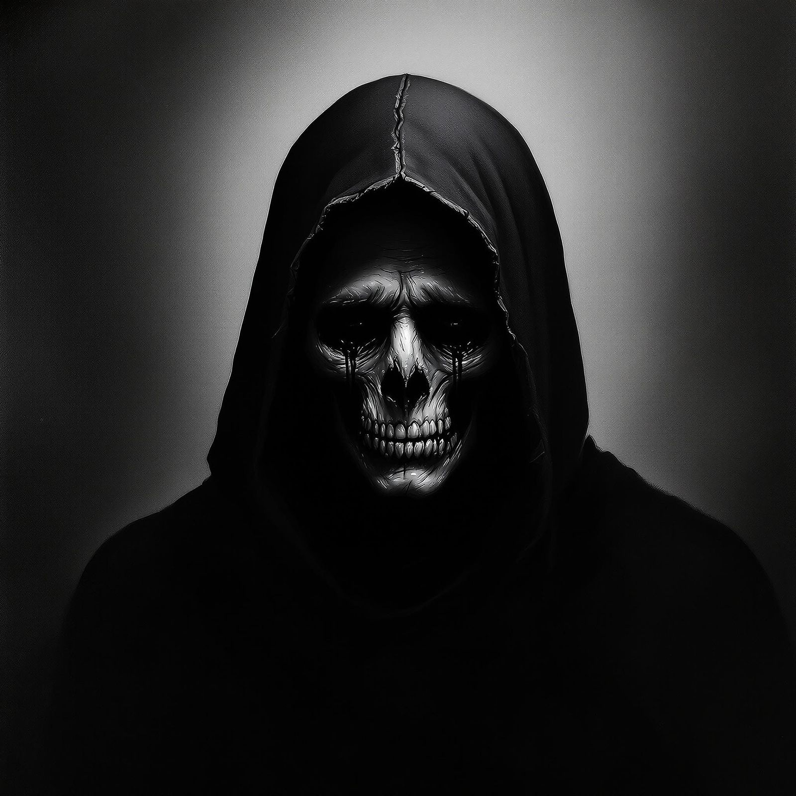 Grim Reaper Weeps in Monochrome