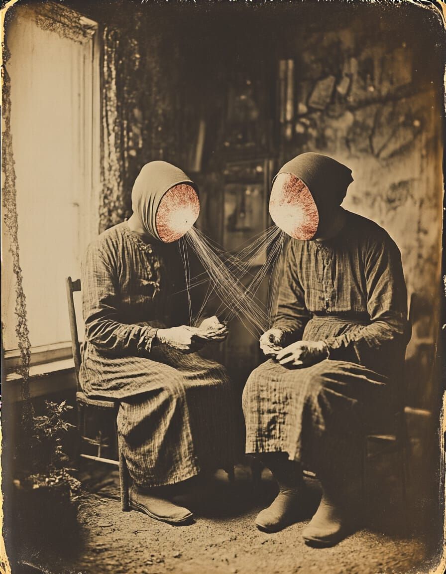 Algorithmic Entities Revealed by Timeworn Weavers in Tintype