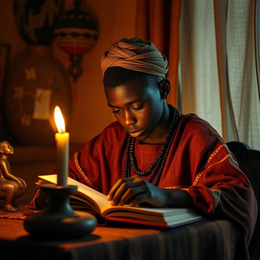 African Youth Studies in Cozy, Traditional Setting
