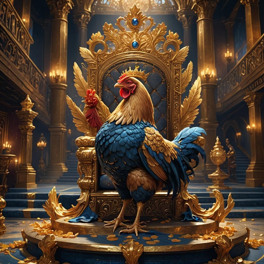 Majestic Chicken Nugget King in Throne Room