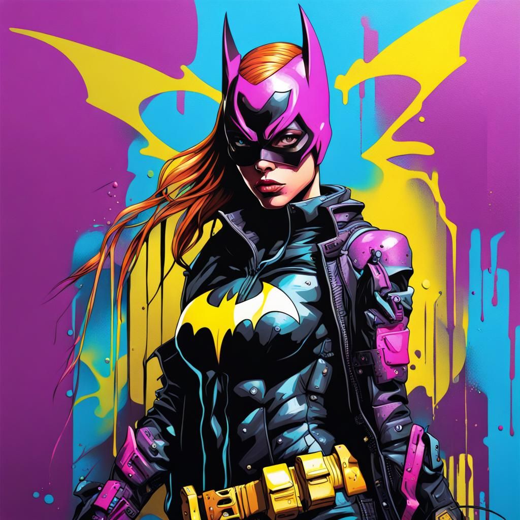 Cyberpunk Batgirl Graffiti Art in Ultra Quality