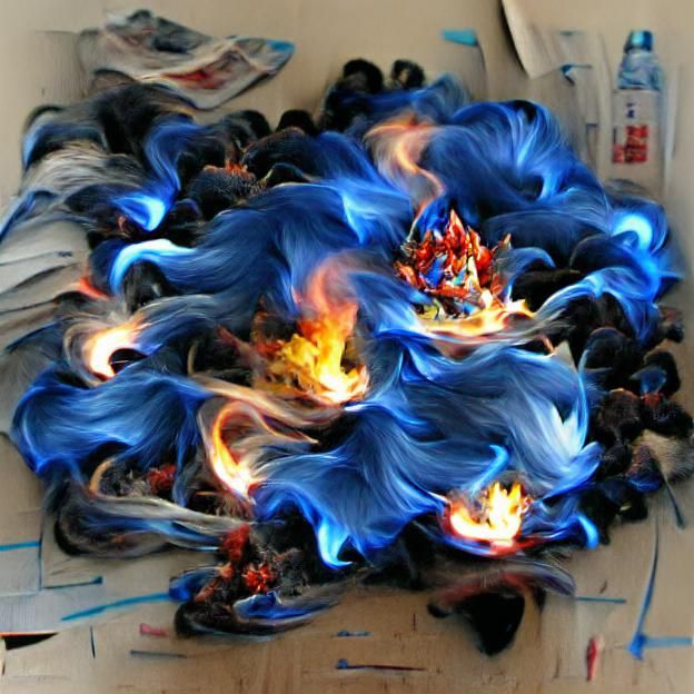 Explosion of Blue Fire and Flames