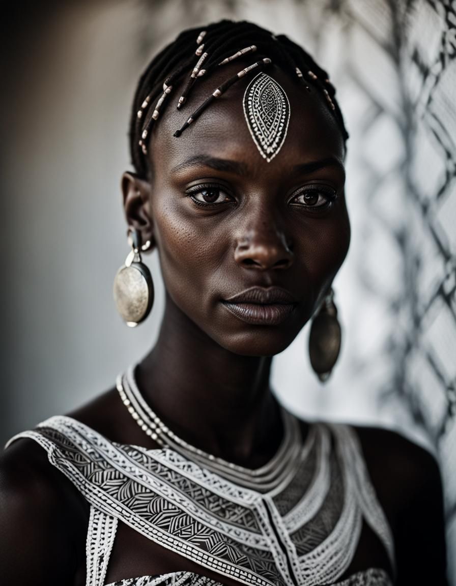 Striking Portrait of Kenyan Woman with Tribal Tattoos
