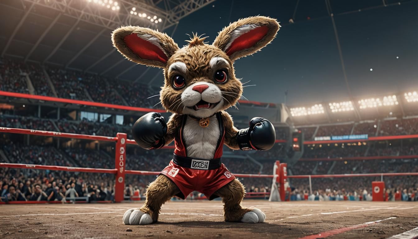 Olympic Boxer Bunny in Boxing Ring, Digital Art