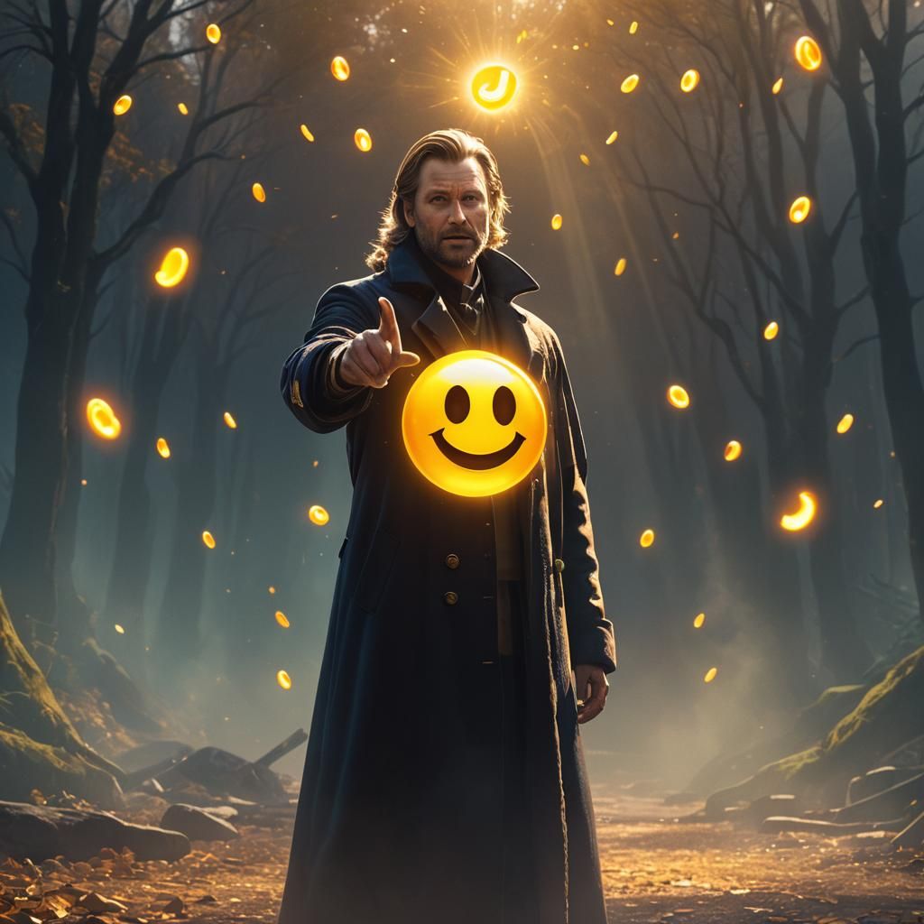 Man Holding Glowing Like Emoji: Fantasy Concept Art