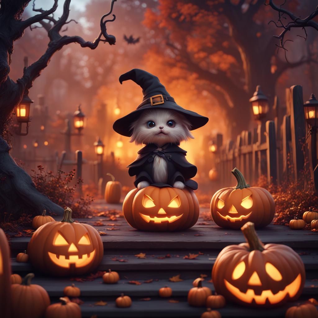 Halloween Cat Overflowing with Cuteness